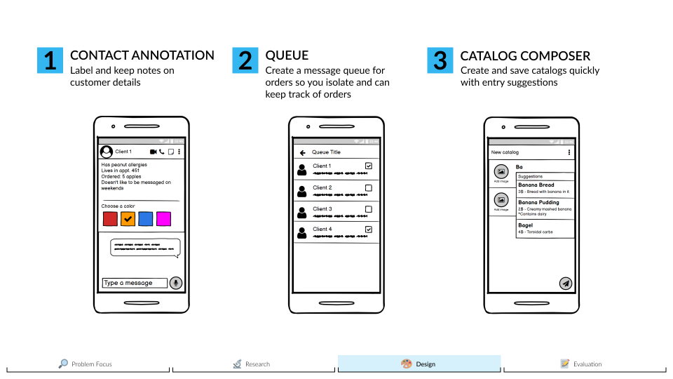 Three wireframe concepts
